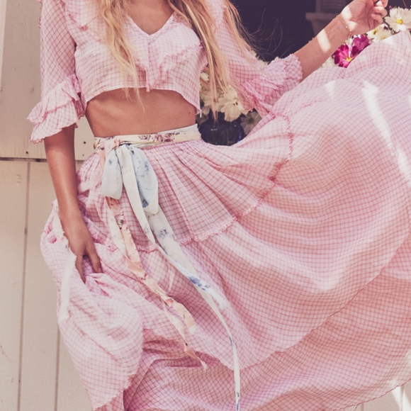 LoveShackFancy BRAND NEW Black Top Pink size XS - Picture 2 of 5